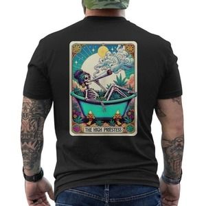 The High Priestess Tarot Card 420 Cannabis Witchy Skeleton Tshirt